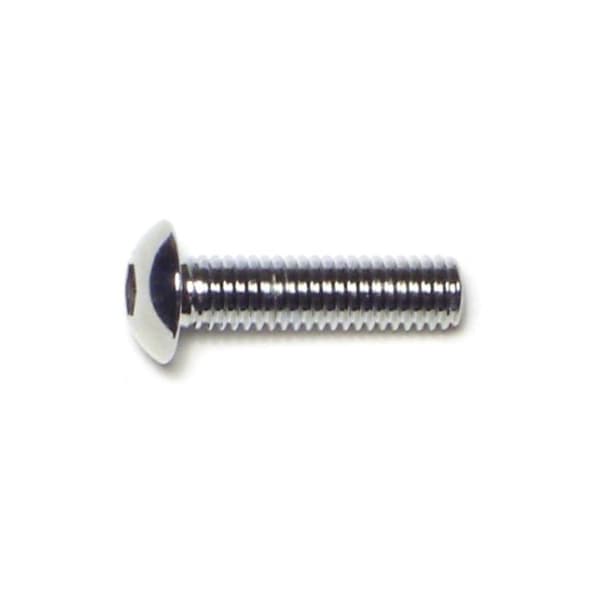 #10-32 Socket Head Cap Screw, Button, Chrome Plated Steel, 3/4 in Length, 10 PK